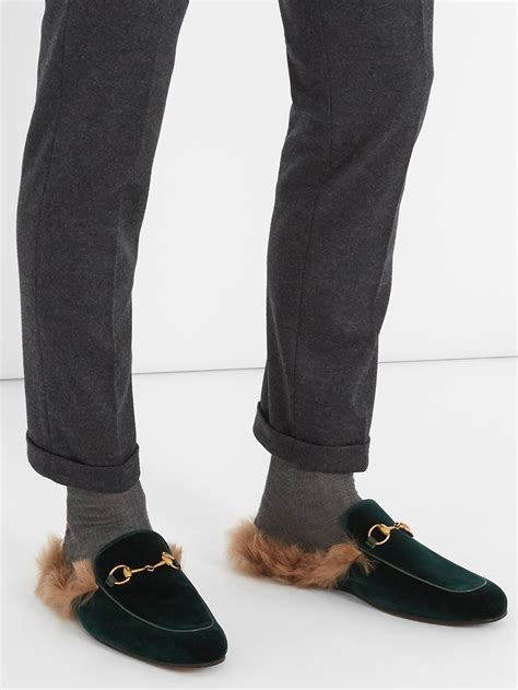 gucci fur loafers plaid|Gucci fur loafers men.